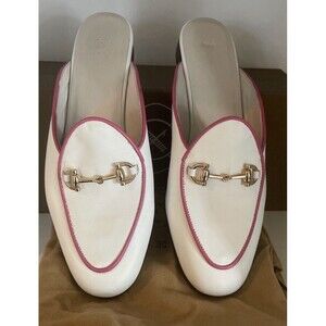 Bomberos White /Pink Leather Mule Flat Women 8 Shoe Slip On Handmade In Spain